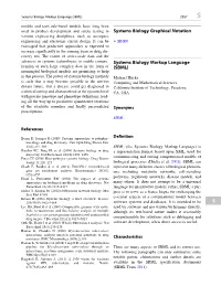 Systems Biology Graphical Notation Systems Biology Markup