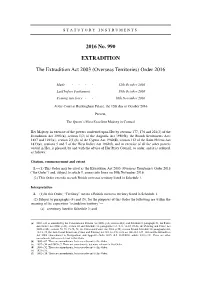 The Extradition Act 2003 (Overseas Territories) Order 2016