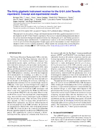 The Thirty Gigahertz Instrument Receiver for the Q-U-I Joint Tenerife Experiment: Concept and Experimental Results Enrique Villa,1,A) Juan L