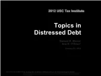 Topics in Distressed Debt