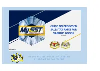 V2.0 Guide on Proposed Sales Tax Rates for Various