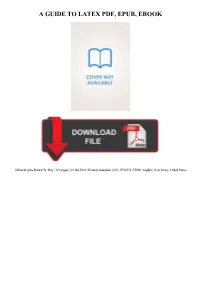 A Guide to Latex Pdf, Epub, Ebook