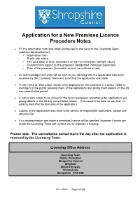 Application for a New Premises Licence Procedure Notes