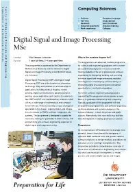 Digital Signal and Image Processing Msc