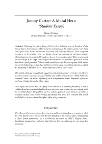 Jimmy Carter: a Moral Hero (Student Essay)