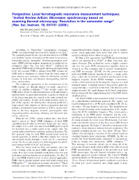 Perspective: Local Ferromagnetic Resonance Measurement Techniques
