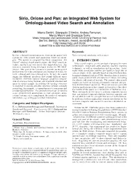 Sirio, Orione and Pan: an Integrated Web System for Ontology-Based Video Search and Annotation