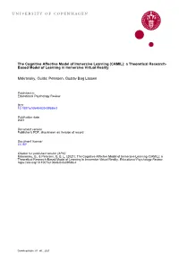 The Cognitive Affective Model of Immersive Learning (CAMIL): a Theoretical Research- Based Model of Learning in Immersive Virtual Reality