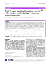 Triple a Patient Cells Suffering from Mitotic Defects Fail to Localize PGRMC1 to Mitotic Kinetochore Fibers