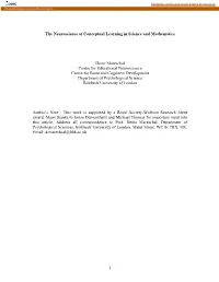 1 the Neuroscience of Conceptual Learning in Science And