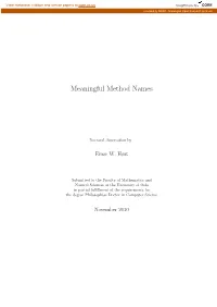 Meaningful Method Names