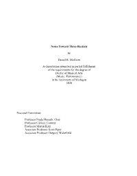 Notes Toward Three Recitals by Daniel R. Mcgrew a Dissertation