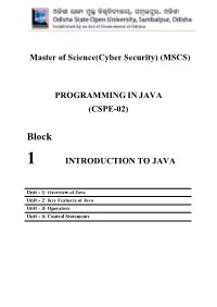 Programming in Java (Cspe-02)