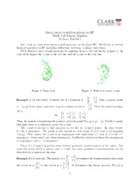 Some Linear Transformations on R2 Math 130 Linear Algebra D Joyce, Fall 2013