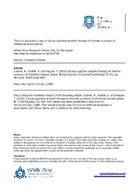 Group Cognitive Analytic Therapy for Female Survivors of Childhood Sexual Abuse