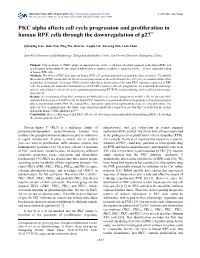 PKC Alpha Affects Cell Cycle Progression and Proliferation in Human RPE Cells Through the Downregulation of P27kip1