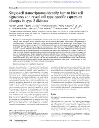 Single-Cell Transcriptomes Identify Human Islet Cell Signatures and Reveal Cell-Type–Specific Expression Changes in Type 2 Diabetes