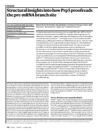 Structural Insights Into How Prp5 Proofreads the Pre-Mrna Branch Site