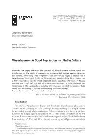 Weyerhaeuser: a Good Reputation Instilled in Culture