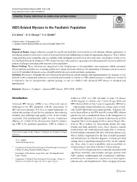 AIDS-Related Mycoses in the Paediatric Population