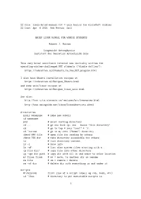 File: Linux-Brief-Manual.Txt = Unix Basics for Micro$Oft Windies %% Last: Apr 6 2021 Rob Rutten Deil