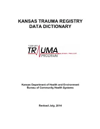 Kansas Trauma Registry Data Dictionary