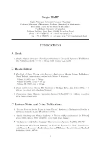 Sergiu HART PUBLICATIONS A. Book B. Books Edited C. Lecture Notes