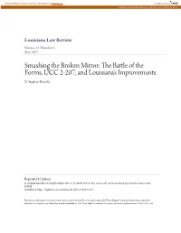 Smashing the Broken Mirror: the Battle of the Forms, UCC 2-207, and Louisiana's Improvements, 53 La