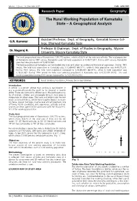 The Rural Working Population of Karnataka State – a Geographical Analysis