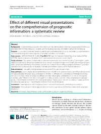 Effect of Different Visual Presentations on the Comprehension of Prognostic