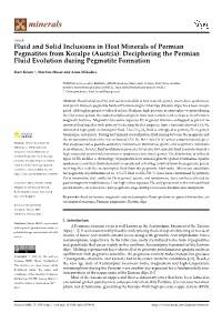 Fluid and Solid Inclusions in Host Minerals of Permian Pegmatites from Koralpe (Austria): Deciphering the Permian Fluid Evolution During Pegmatite Formation