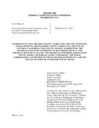 MHCRC's Comments to FCC on Multichannel Video Programming Distribution Services