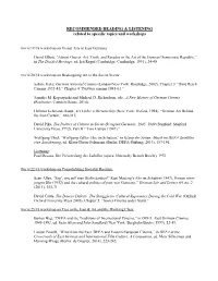 Recommended Reading and Listening