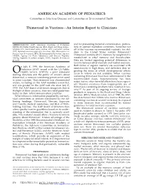 Thimerosal in Vaccines—An Interim Report to Clinicians