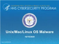 Unix/Mac/Linux OS Malware 10/15/2020