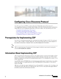 Configuring Cisco Discovery Protocol