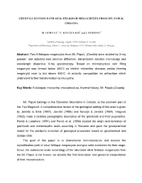 Crystallization Path of K–Feldspar Megacrysts from Mt