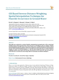 GIS Based Inverse Distance Weighting Spatial Interpolation Technique for Fluoride Occurrence in Ground Water