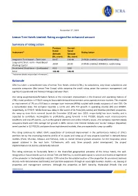 Lemon Tree Hotels Limited: Rating Assigned for Enhanced Amount