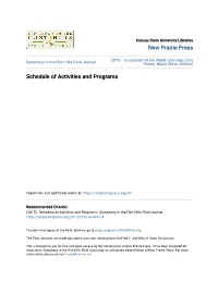 Schedule of Activities and Programs