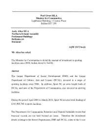 The Minister for Communities to Detail the Amount of Investment Insporting