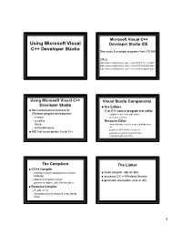 Using Microsoft Visual C++ Developer Studio