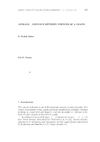 Average D-Distance Between Vertices of a Graph
