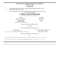 Cathay General Bancorp (Exact Name of Registrant As Specified in Its Charter)