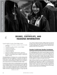 Chapter 6: Degree, Certificate, and Transfer Information