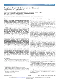 Headpin: a Serpin with Endogenous and Exogenous Suppression of Angiogenesis