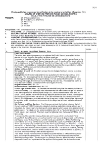 Minutes Published Unapproved for Ratification at the Meeting to Be Held