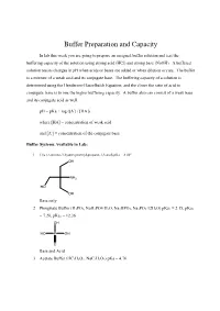 Buffer Preparation and Capacity