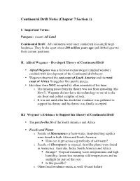 Continental Drift Notes (Chapter 7 Section 1)