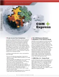 Focus on Your Core Competency the COM Express Standard